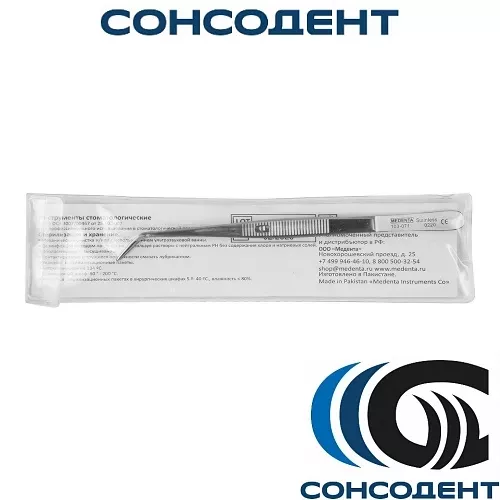 Пинцет стоматологический с фиксатором с насечками ребристый 103-071-P (15 см) Medenta, 103-071-P